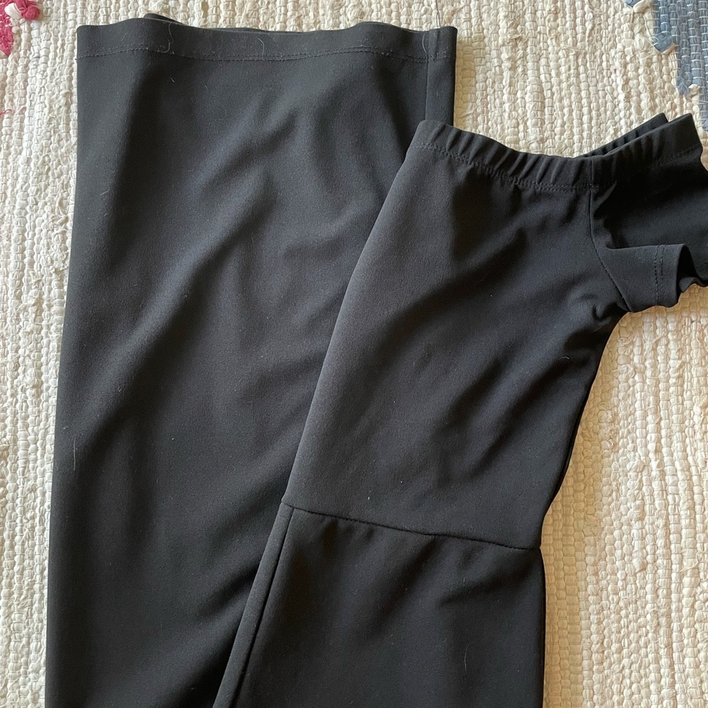 Lulus off the shoulder black jumpsuit, wide leg